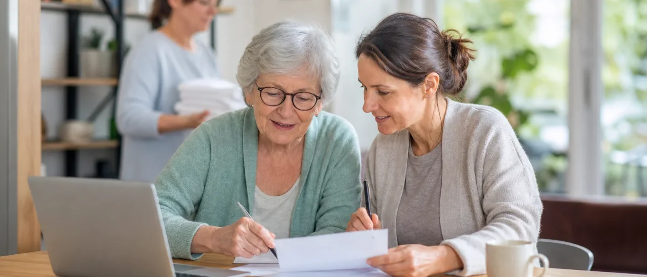 Senior accompagné dans des démarches administratives CESU à domicile